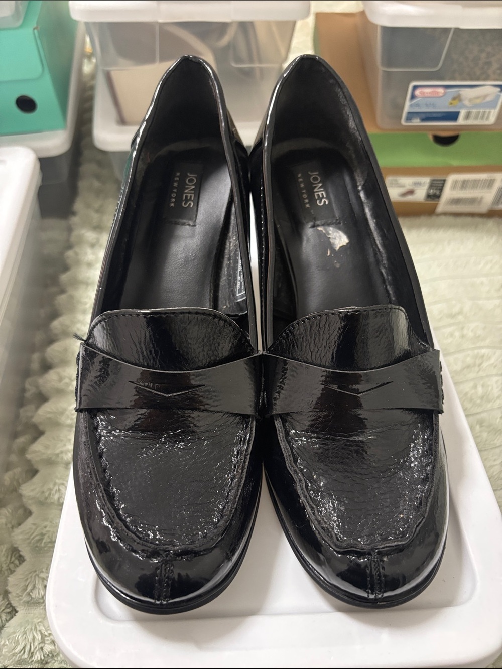 Jones New York Black Patent Penny Loafers